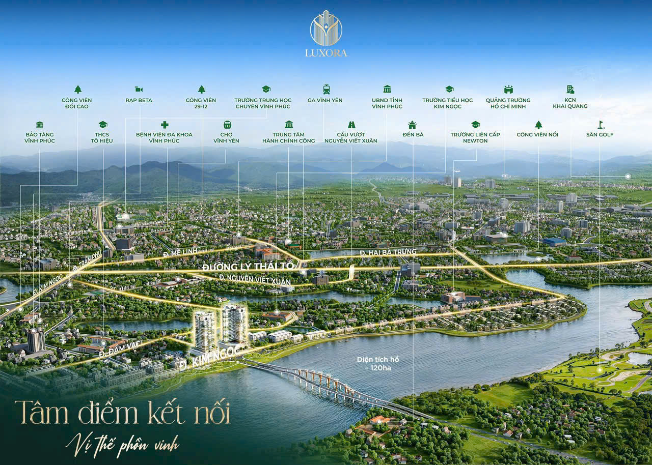 Sơ đồ vị trí Luxora Vĩnh Yên - Gần Hồ Đầm Vạc và trung tâm thành phố